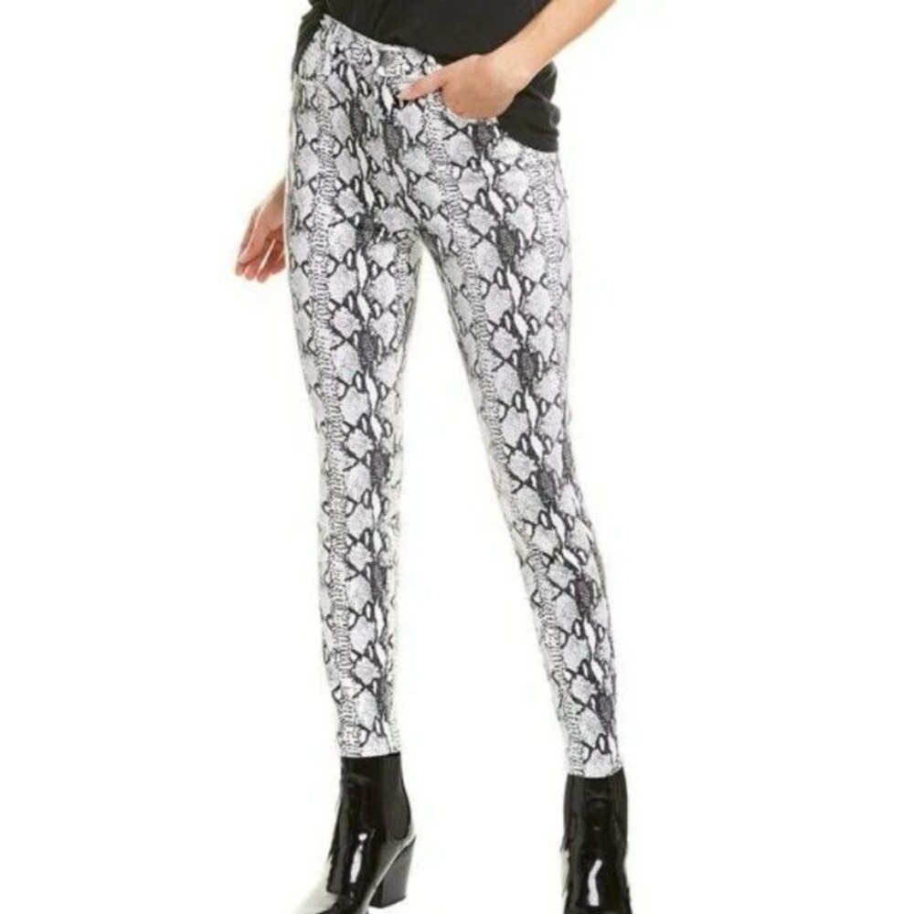 Frame Ali High Rise Cigarette Jean Color Gris Multi Python Black White Sz 28 (h